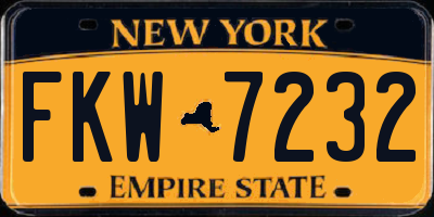 NY license plate FKW7232