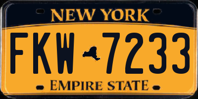 NY license plate FKW7233