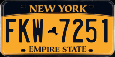 NY license plate FKW7251