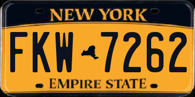 NY license plate FKW7262