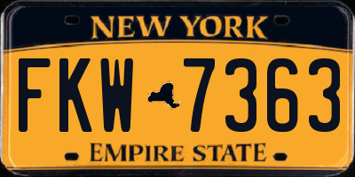 NY license plate FKW7363
