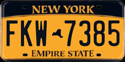 NY license plate FKW7385