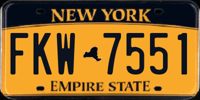 NY license plate FKW7551