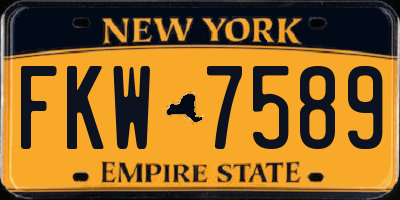 NY license plate FKW7589