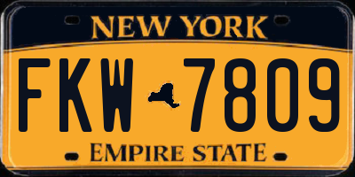 NY license plate FKW7809