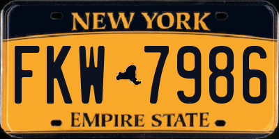 NY license plate FKW7986
