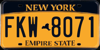 NY license plate FKW8071