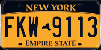 NY license plate FKW9113