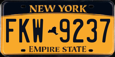 NY license plate FKW9237
