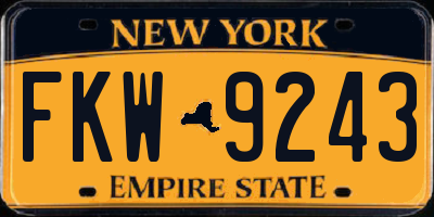 NY license plate FKW9243