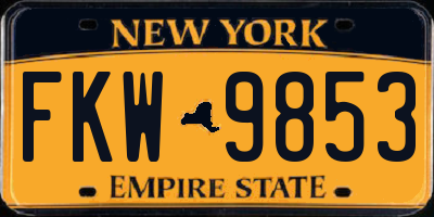 NY license plate FKW9853