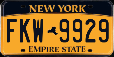 NY license plate FKW9929