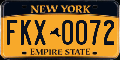 NY license plate FKX0072