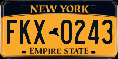 NY license plate FKX0243