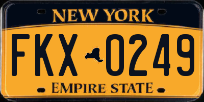 NY license plate FKX0249