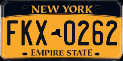 NY license plate FKX0262