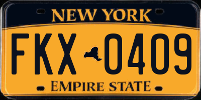 NY license plate FKX0409