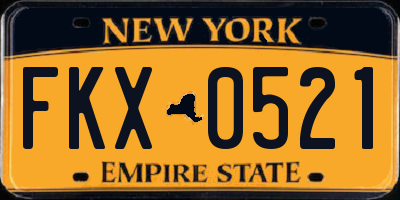 NY license plate FKX0521