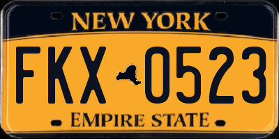 NY license plate FKX0523