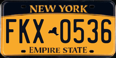 NY license plate FKX0536