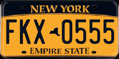 NY license plate FKX0555