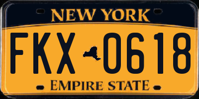 NY license plate FKX0618