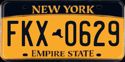 NY license plate FKX0629