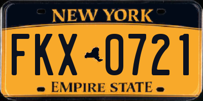 NY license plate FKX0721