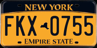 NY license plate FKX0755