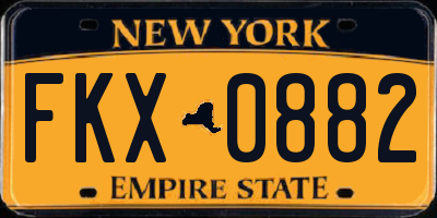 NY license plate FKX0882