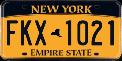 NY license plate FKX1021