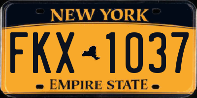 NY license plate FKX1037