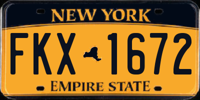 NY license plate FKX1672