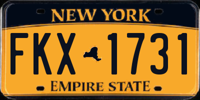 NY license plate FKX1731