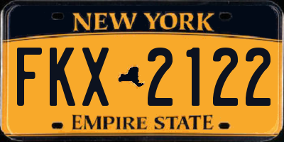 NY license plate FKX2122
