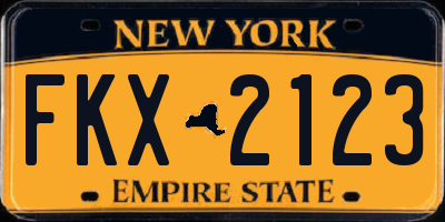 NY license plate FKX2123