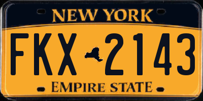 NY license plate FKX2143