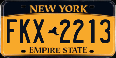 NY license plate FKX2213
