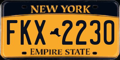 NY license plate FKX2230