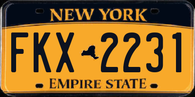 NY license plate FKX2231