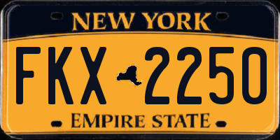 NY license plate FKX2250