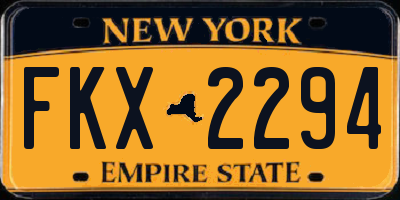 NY license plate FKX2294