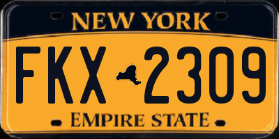 NY license plate FKX2309