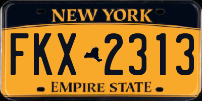 NY license plate FKX2313