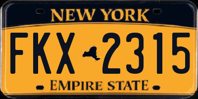 NY license plate FKX2315