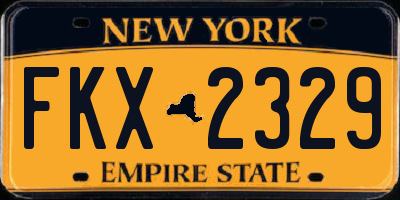 NY license plate FKX2329