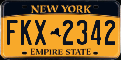 NY license plate FKX2342