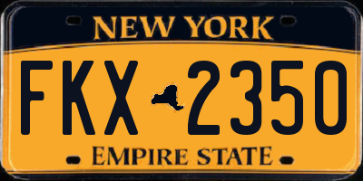 NY license plate FKX2350