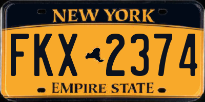 NY license plate FKX2374