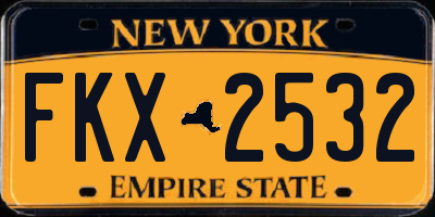 NY license plate FKX2532